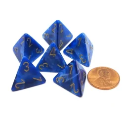 Dice>Vortex 18mm 4 Sided D4 Chessex Dice, 6 Pieces - Blue with Gold - Your Source for Gaming Essentials