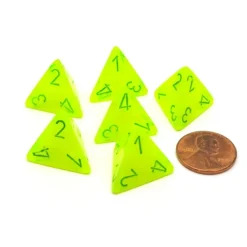 Dice>Vortex 18mm 4 Sided D4 Chessex Dice, 6 Pieces - Electric Yellow with Green - Your Source for Gaming Essentials