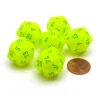Dice>Vortex 20mm 20 Sided D20 Chessex Dice, 6 Pieces - Electric Yellow with Green - Your Source for Gaming Essentials