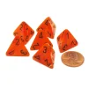 Dice>Vortex 18mm 4 Sided D4 Chessex Dice, 6 Pieces - Orange with Black - Your Source for Gaming Essentials