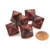 Dice>Vortex 15mm 8 Sided D8 Chessex Dice, 6 Pieces - Burgundy with Gold - Your Source for Gaming Essentials