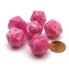 Dice>Vortex 20mm 20 Sided D20 Chessex Dice, 6 Pieces - Pink with Gold Numbers - Your Source for Gaming Essentials