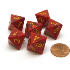 Dice>Vortex 15mm 8 Sided D8 Chessex Dice, 6 Pieces - Red with Yellow - Your Source for Gaming Essentials