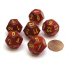 Dice>Vortex 18mm 12 Sided D12 Chessex Dice, 6 Pieces - Red with Yellow - Your Source for Gaming Essentials