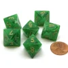 Dice>Vortex 15mm 8 Sided D8 Chessex Dice, 6 Pieces - Green with Gold - Your Source for Gaming Essentials