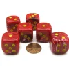 Dice>Vortex 20mm Big D6 Chessex Dice, 6 Pieces - Red with Yellow Pips - Your Source for Gaming Essentials