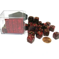 Dice>Vortex 12mm D6 Chessex Dice Block (36 Dice) - Burgundy with Gold Pips - Your Source for Gaming Essentials