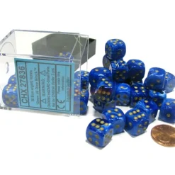 Dice>Vortex 12mm D6 Chessex Dice Block (36 Dice) - Blue with Gold Pips - Your Source for Gaming Essentials