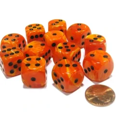 Dice>Vortex 16mm D6 Chessex Dice Block (12 Dice) - Orange with Black Pips - Your Source for Gaming Essentials