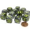 Dice>Vortex 16mm D6 Chessex Dice Block (12 Dice) - Black with Yellow Pips - Your Source for Gaming Essentials