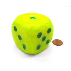 Dice>Vortex 50mm Huge Large D6 Chessex Dice, 1 Piece - Electric Yellow with Green Pip - Your Source for Gaming Essentials