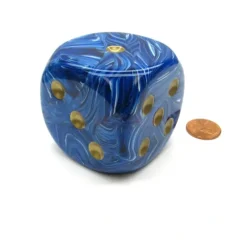 Dice>Vortex 50mm Huge Large D6 Chessex Dice, 1 Piece - Blue with Gold Pips - Your Source for Gaming Essentials