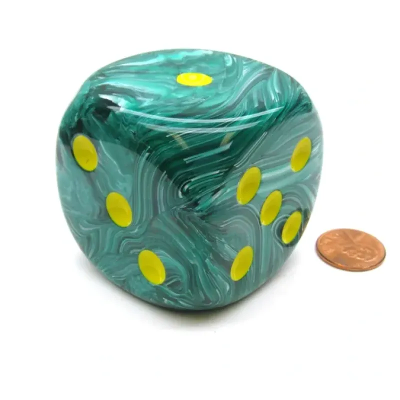 Dice>Vortex 50mm Huge Large D6 Chessex Dice, 1 Piece - Malachite Green with Yellow - Your Source for Gaming Essentials