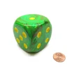 Dice>Vortex 50mm Huge Large D6 Chessex Dice, 1 Piece - Slime with Yellow Pips - Your Source for Gaming Essentials