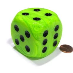 Dice>Vortex 50mm Huge Large D6 Chessex Dice, 1 Piece - Green with Black Pips - Your Source for Gaming Essentials