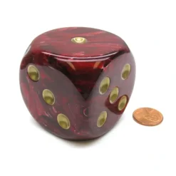 Dice>Vortex 50mm Huge Large D6 Chessex Dice, 1 Piece - Burgundy with Gold Pips - Your Source for Gaming Essentials