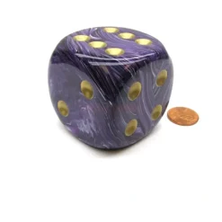 Dice>Vortex 50mm Huge Large D6 Chessex Dice, 1 Piece - Purple with Gold Pips - Your Source for Gaming Essentials
