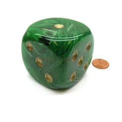 Dice>Vortex 50mm Huge Large D6 Chessex Dice, 1 Piece - Green with Gold Pips - Your Source for Gaming Essentials