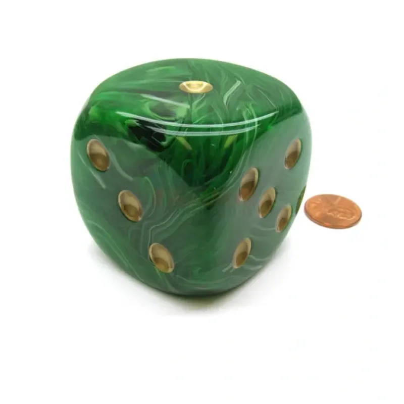 Dice>Vortex 50mm Huge Large D6 Chessex Dice, 1 Piece - Green with Gold Pips - Your Source for Gaming Essentials