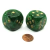 Dice>Vortex 30mm Large D6 Chessex Dice, 2 Pieces - Green with Gold Pips - Your Source for Gaming Essentials