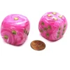 Dice>Vortex 30mm Large D6 Chessex Dice, 2 Pieces - Pink with Gold Pips - Your Source for Gaming Essentials