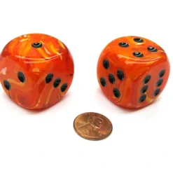 Dice>Vortex 30mm Large D6 Chessex Dice, 2 Pieces - Orange with Black Pips - Your Source for Gaming Essentials