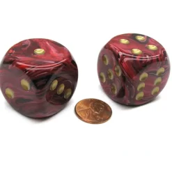 Dice>Vortex 30mm Large D6 Chessex Dice, 2 Pieces - Burgundy with Gold Pips - Your Source for Gaming Essentials
