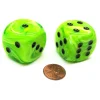 Dice>Vortex 30mm Large D6 Chessex Dice, 2 Pieces - Bright Green with Black Pips - Your Source for Gaming Essentials