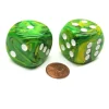 Dice>Vortex 30mm Large D6 Chessex Dice, 2 Pieces - Dandelion with White Pips - Your Source for Gaming Essentials