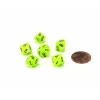 Dice>Vortex 10mm Mini 10 Sided D10 Dice, 6 Pieces - Bright Green with Black Numbers - Your Source for Gaming Essentials