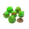 Dice>Vortex 16mm Tens D10 (00-90) Chessex Dice, 6 Pieces - Slime with Yellow Numbers - Your Source for Gaming Essentials