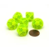 Dice>Vortex 16mm Tens D10 (00-90) Chessex Dice, 6 Pieces - Electric Yellow with Green - Your Source for Gaming Essentials