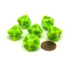 Dice>Vortex 16mm Tens D10 (00-90) Chessex Dice, 6 Pieces - Bright Green with Black - Your Source for Gaming Essentials