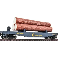 Walthers 931-1772 HO Chessie Log Dump Car with 3 Logs #9300 - Ready to Run - Your Source for Gaming Essentials* Clearance