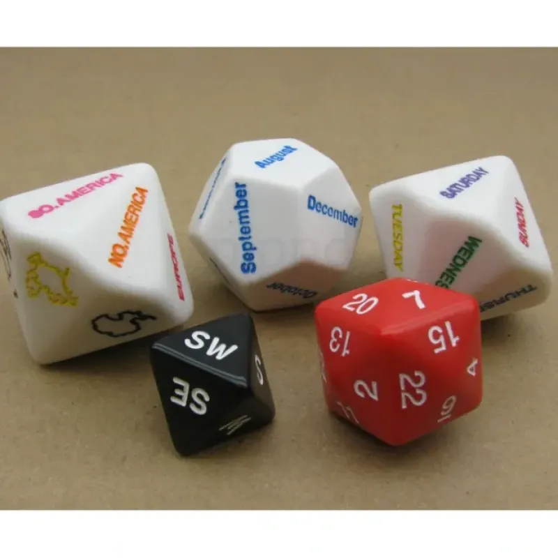 Dice>Where Are You? (And When?) Pack of 5 Dice for Role Play D&D Educational - Your Source for Gaming Essentials