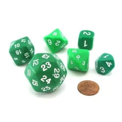 Dice>Who Knew Dice Set, 6 Pack of Unique D3, D5, D7, D16, D24, D30 Dice - Green - Your Source for Gaming Essentials