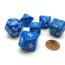 Dice>Who Knew Dice Set, 6 Pack of Unique D3, D5, D7, D16, D24, D30 Dice - Blue - Your Source for Gaming Essentials