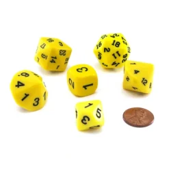 Dice>Who Knew Dice Set, 6 Pack of Unique D3, D5, D7, D16, D24, D30 Dice - Yellow - Your Source for Gaming Essentials