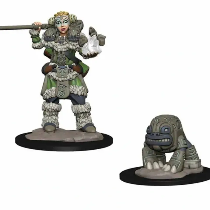 Tabletop Miniatures>WizKids Wardlings Painted Miniatures: (W1) Girl Druid & Stone Creature - Your Source for Gaming Essentials