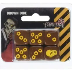 Dice>Zombicide: 6 Pack of Brown Dice with Yellow Pips - Your Source for Gaming Essentials